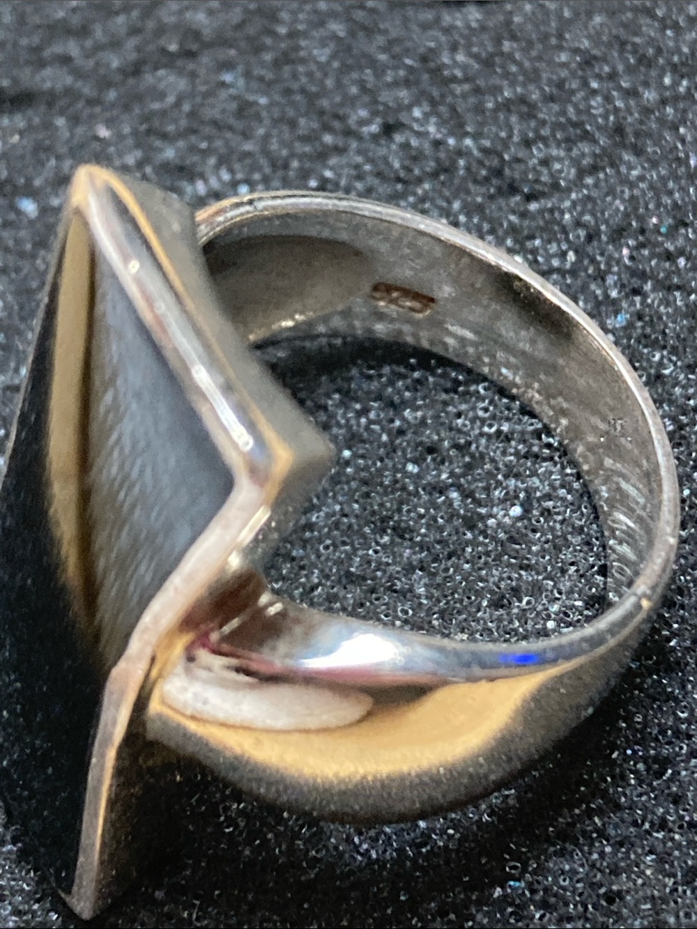 Sterling Silver Black Onyx Modern Rectangle Ring - Picture 2 of 5